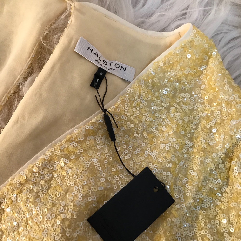 HALSTON HERITAGE Sequined Caftan Party Mini Dress - Picture 5 of 8